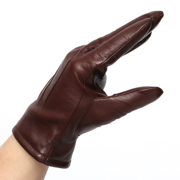 KURODA(クロダ) イタリア製 仔羊革 紳士 カシミヤ100% 手袋 ブラウン 茶 茶色 男性 メンズ 腕時計可 営業 仕事 ビジネス フォーマル ギフト プレゼント 化粧箱付き ラッピング対応