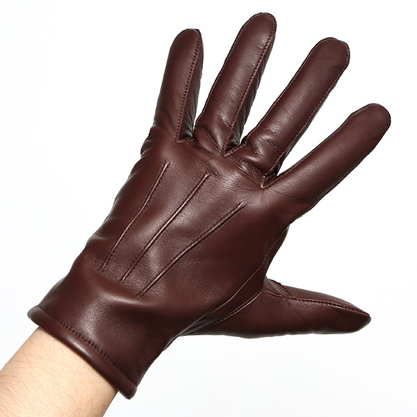 KURODA(クロダ) イタリア製 仔羊革 紳士 カシミヤ100% 手袋 ブラウン 茶 茶色 男性 メンズ 腕時計可 営業 仕事 ビジネス フォーマル ギフト プレゼント 化粧箱付き ラッピング対応