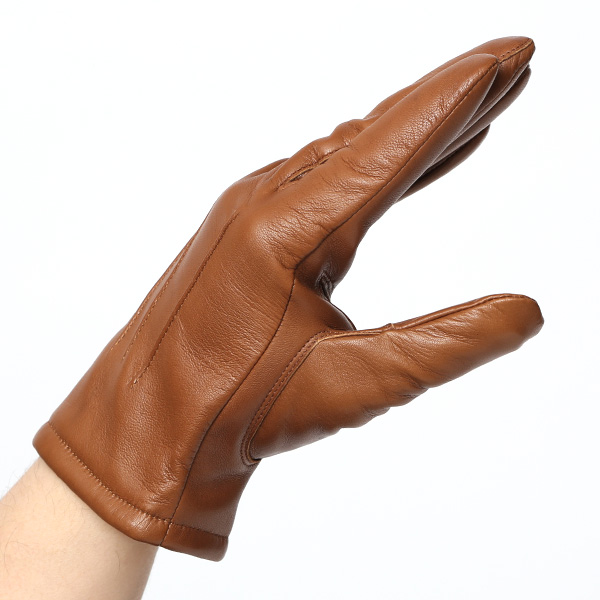 KURODA(クロダ) イタリア製 仔羊革 紳士 カシミヤ100% 手袋 キャメル ブラウン 茶 茶色 男性 メンズ 腕時計可 営業 仕事 ビジネス フォーマル ギフト プレゼント 化粧箱付き ラッピング対応