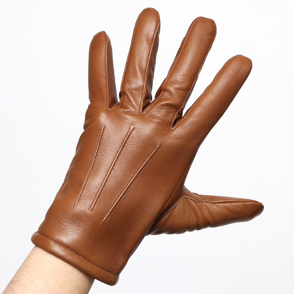 KURODA(クロダ) イタリア製 仔羊革 紳士 カシミヤ100% 手袋 キャメル ブラウン 茶 茶色 男性 メンズ 腕時計可 営業 仕事 ビジネス フォーマル ギフト プレゼント 化粧箱付き ラッピング対応