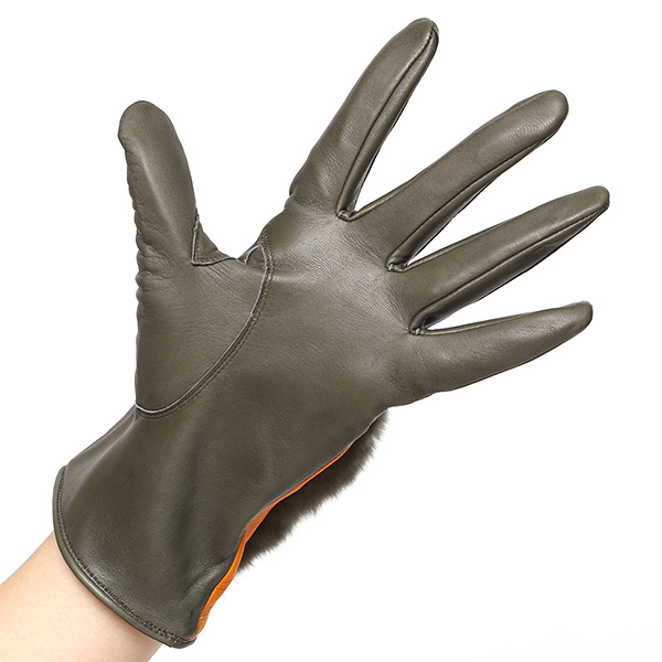  KURODA(クロダ) 高級 日本製 婦人 レッキスラビットファー 手袋 グリーン 緑色 イタリア製仔羊革 手袋専門ブランド ファッション おしゃれ グローブ 大人