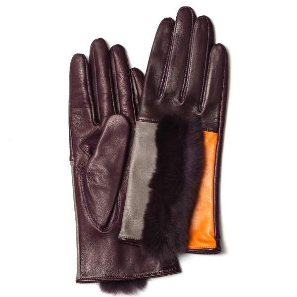 KURODA(クロダ) レッキスラビットファー 羊革(イタリア製ラムスキン) レディース 手袋 パープル