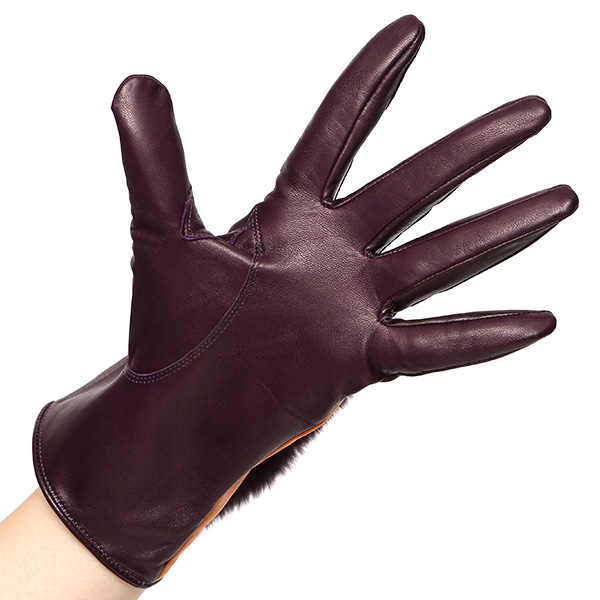  KURODA(クロダ) 高級 日本製 婦人 レッキスラビットファー 手袋 パープル 紫色 イタリア製仔羊革 手袋専門ブランド ファッション おしゃれ グローブ 大人