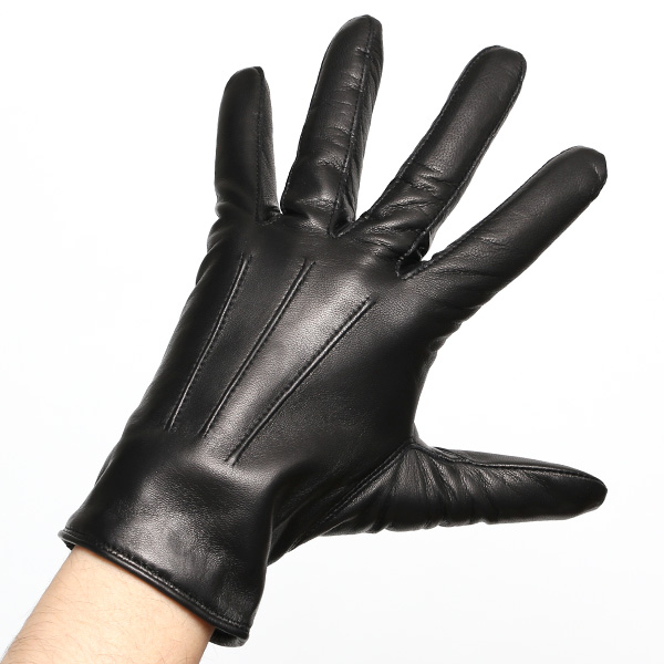  日本製 高級 本革 メンズ 三本山 手袋 ブラック 黒 黒色 イタリア製仔羊革 男性 紳士 ビジネス フォーマル ギフト プレゼント 化粧箱付き ラッピング対応 KURODA(クロダ)