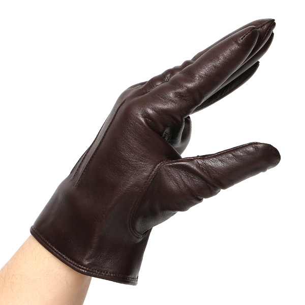  日本製 高級 本革 メンズ 三本山 手袋 ダークブラウン ブラウン 茶 茶色 イタリア製仔羊革 男性 紳士 ビジネス フォーマル ギフト プレゼント 化粧箱付き ラッピング対応 KURODA(クロダ)