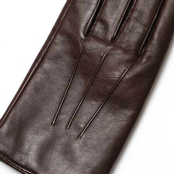  日本製 高級 本革 メンズ 三本山 手袋 ダークブラウン ブラウン 茶 茶色 イタリア製仔羊革 男性 紳士 ビジネス フォーマル ギフト プレゼント 化粧箱付き ラッピング対応 KURODA(クロダ)