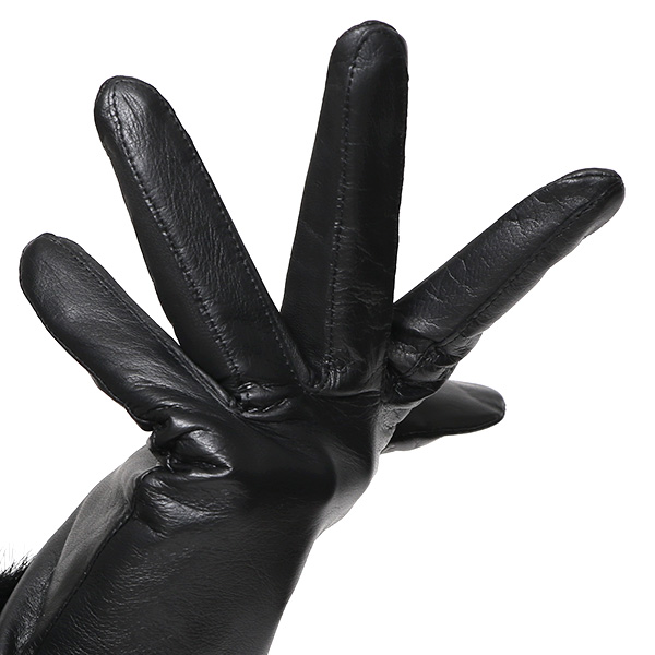  KURODA(クロダ) ラビットファー レディース 本革 手袋 ブラック 黒 黒色 女性 婦人 天然 ファー付き グローブ おしゃれ 高級 皮 てぶくろ 日本メーカー ブランド