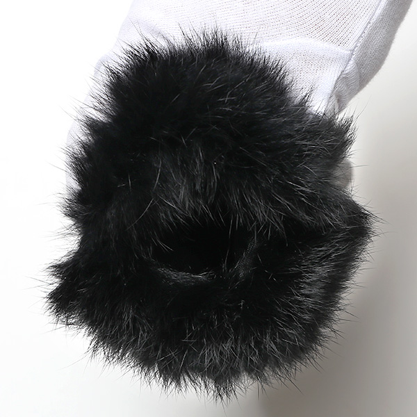  KURODA(クロダ) ラビットファー レディース 本革 手袋 ブラック 黒 黒色 女性 婦人 天然 ファー付き グローブ おしゃれ 高級 皮 てぶくろ 日本メーカー ブランド