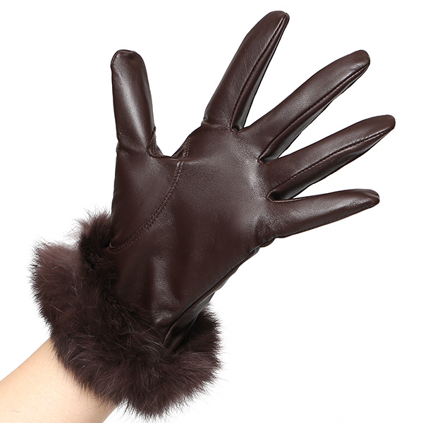  KURODA(クロダ) ラビットファー レディース 本革 手袋 ブラウン 茶 茶色 女性 婦人 天然 ファー付き グローブ おしゃれ 高級 皮 てぶくろ 日本メーカー ブランド