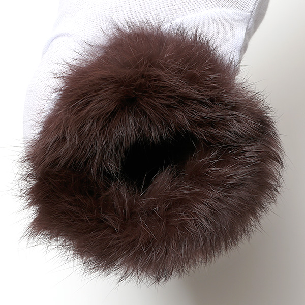  KURODA(クロダ) ラビットファー レディース 本革 手袋 ブラウン 茶 茶色 女性 婦人 天然 ファー付き グローブ おしゃれ 高級 皮 てぶくろ 日本メーカー ブランド