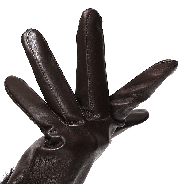  KURODA(クロダ) ラビットファー レディース 本革 手袋 ダークブラウン ブラウン 茶 茶色 女性 婦人 天然 ファー付き グローブ おしゃれ 高級 皮 てぶくろ 日本メーカー ブランド