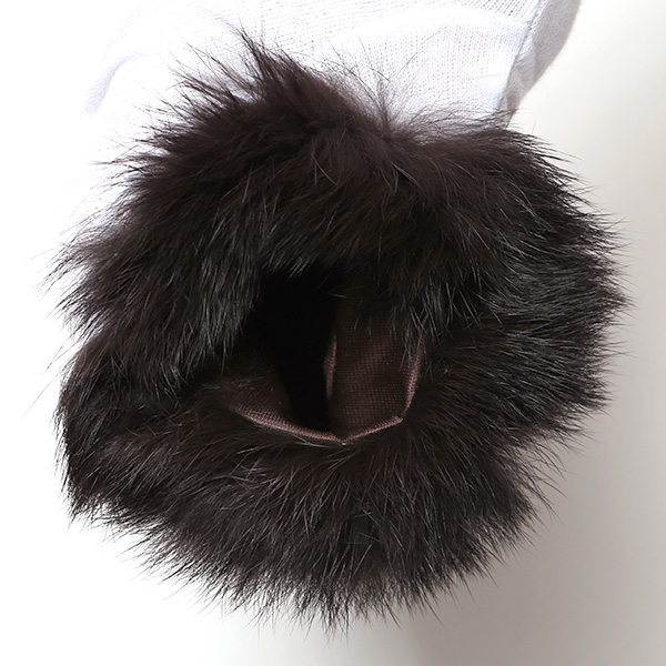  KURODA(クロダ) ラビットファー レディース 本革 手袋 ダークブラウン ブラウン 茶 茶色 女性 婦人 天然 ファー付き グローブ おしゃれ 高級 皮 てぶくろ 日本メーカー ブランド