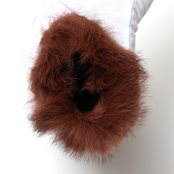  KURODA(クロダ) ラビットファー レディース 本革 手袋 ブラウン 茶 茶色 女性 婦人 天然 ファー付き グローブ おしゃれ 高級 皮 てぶくろ 日本メーカー ブランド