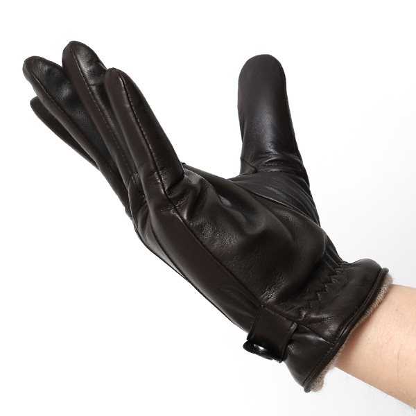  手袋 メンズ 本革 カシミヤ裏地 スマホ対応 箱付き 日本製 ブランド ダークブラウン ブラウン 茶 茶色 防寒 レザー 国産 グローブ オールレザー 仔羊革 クリスマス プレゼント ラッピング 通勤 通学 秋冬 カシミア 男性 大人 高級 KURODA(クロダ)