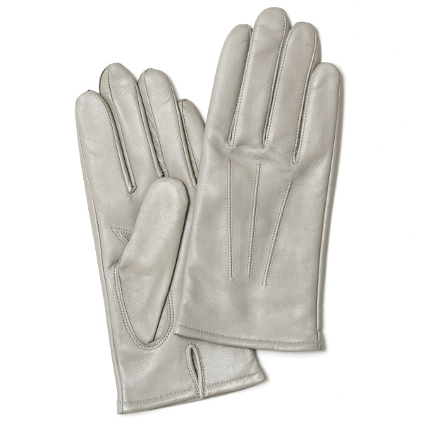 KURODA(クロダ) イタリーラム カシミヤ100％裏地 三本山 メンズ 本革手袋 ライトグレー