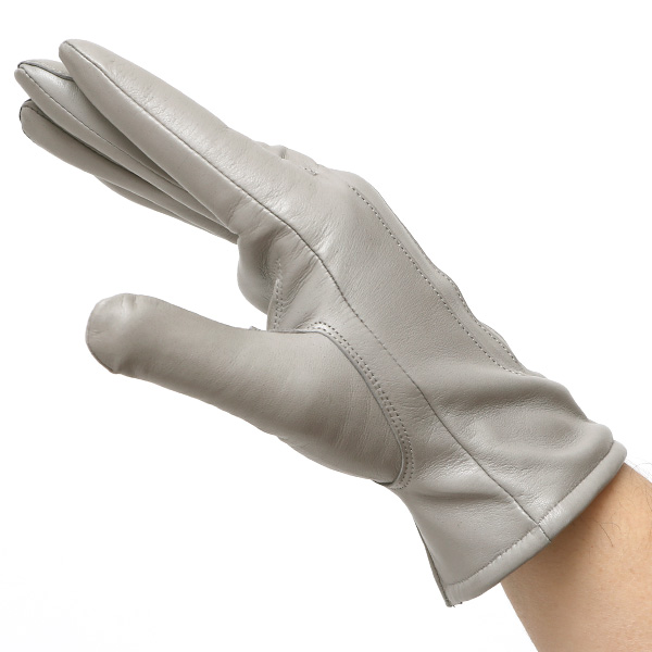  手袋 メンズ カシミヤ裏地 イタリア製仔羊革 国産 ライトグレー グレー グレイ 灰色 本革 レザー グローブ 防寒 KURODA(クロダ)