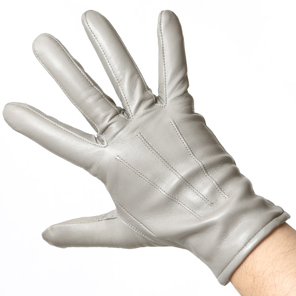  手袋 メンズ カシミヤ裏地 イタリア製仔羊革 国産 ライトグレー グレー グレイ 灰色 本革 レザー グローブ 防寒 KURODA(クロダ)
