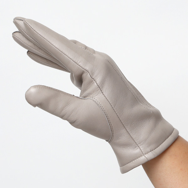  手袋 メンズ カシミヤ裏地 イタリア製仔羊革 国産 グレー グレイ 灰色 本革 レザー グローブ 防寒 KURODA(クロダ)
