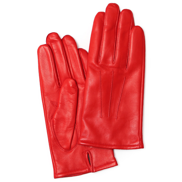 KURODA(クロダ) イタリーラム カシミヤ100％裏地 三本山 メンズ 本革手袋 レッド