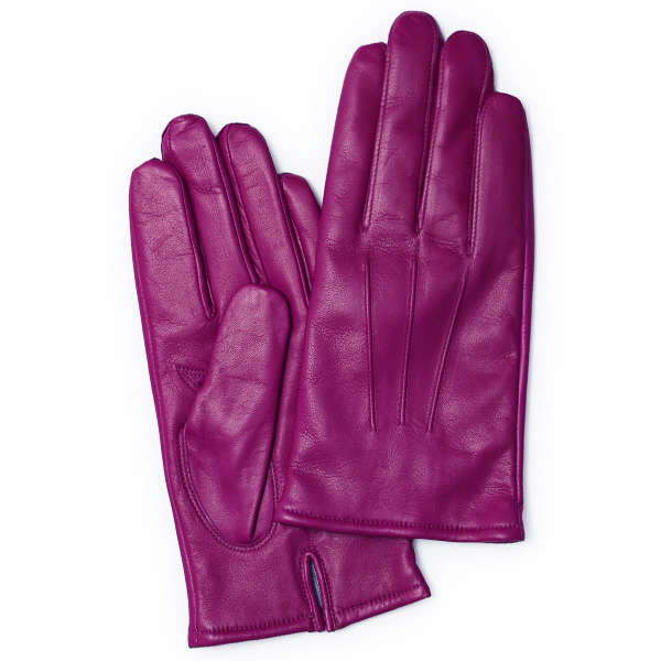 KURODA(クロダ) イタリーラム カシミヤ100％裏地 三本山 メンズ 本革手袋 レッドパープル