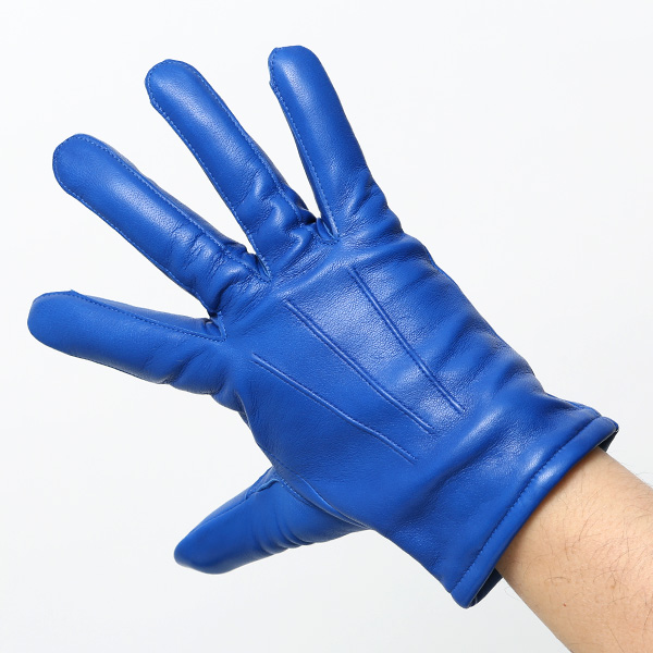  手袋 メンズ カシミヤ裏地 イタリア製仔羊革 国産 ブルー ネイビー 青色 本革 レザー グローブ 防寒 KURODA(クロダ)