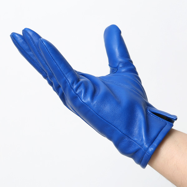  手袋 メンズ カシミヤ裏地 イタリア製仔羊革 国産 ブルー ネイビー 青色 本革 レザー グローブ 防寒 KURODA(クロダ)