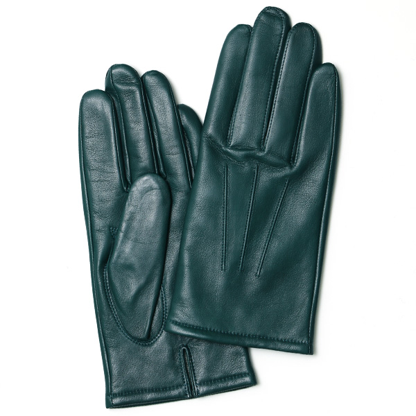 KURODA(クロダ) イタリーラム カシミヤ100％裏地 三本山 メンズ 本革手袋 ブルーグリーン