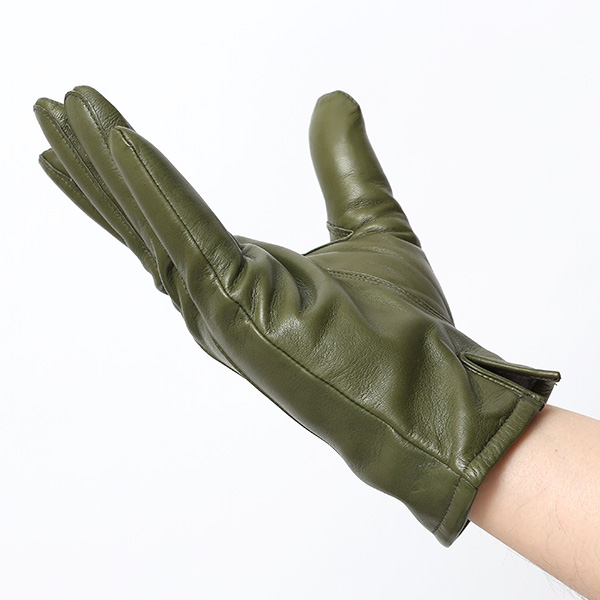  手袋 メンズ カシミヤ裏地 イタリア製仔羊革 国産 グリーン 緑色 本革 レザー グローブ 防寒 KURODA(クロダ)