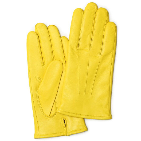 KURODA(クロダ) イタリーラム カシミヤ100％裏地 三本山 メンズ 本革手袋 イエロー