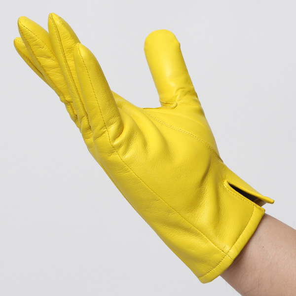  手袋 メンズ カシミヤ裏地 イタリア製仔羊革 国産 イエロー 黄色 本革 レザー グローブ 防寒 KURODA(クロダ)