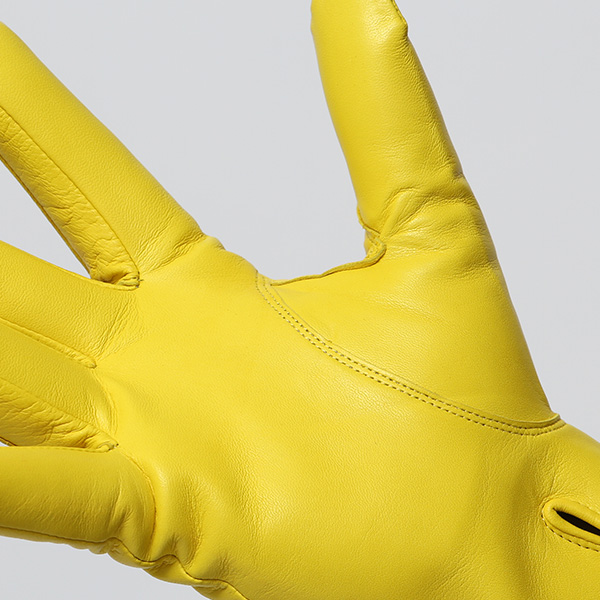  手袋 メンズ カシミヤ裏地 イタリア製仔羊革 国産 イエロー 黄色 本革 レザー グローブ 防寒 KURODA(クロダ)