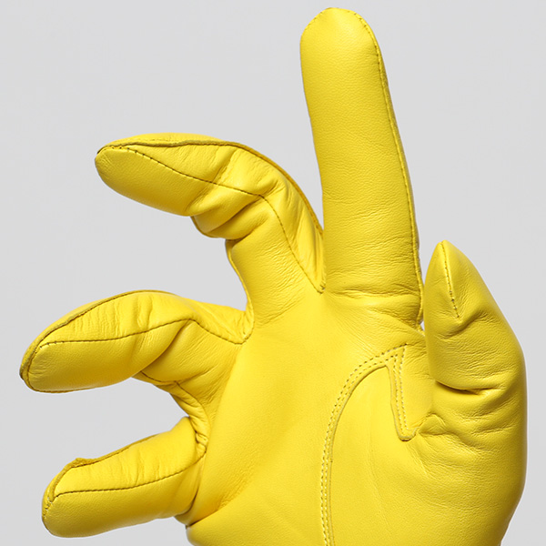  手袋 メンズ カシミヤ裏地 イタリア製仔羊革 国産 イエロー 黄色 本革 レザー グローブ 防寒 KURODA(クロダ)