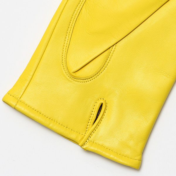  手袋 メンズ カシミヤ裏地 イタリア製仔羊革 国産 イエロー 黄色 本革 レザー グローブ 防寒 KURODA(クロダ)