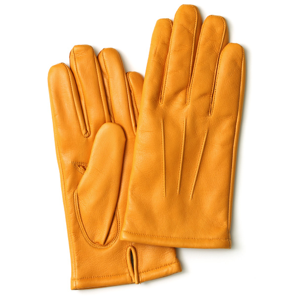 KURODA(クロダ) イタリーラム カシミヤ100％裏地 三本山 メンズ 本革手袋 マスタード