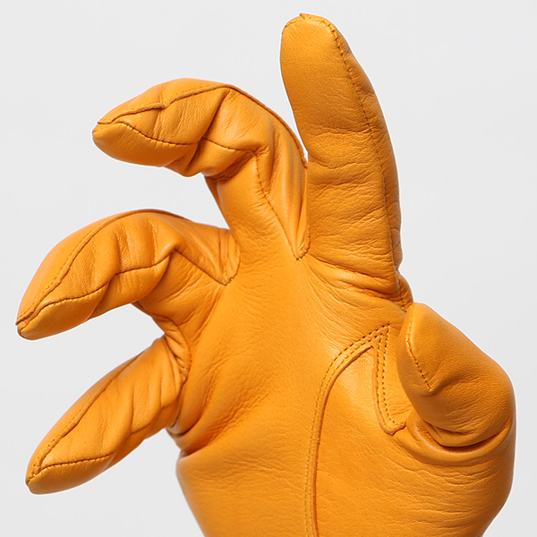  手袋 メンズ カシミヤ裏地 イタリア製仔羊革 国産 イエロー 黄色 本革 レザー グローブ 防寒 KURODA(クロダ)