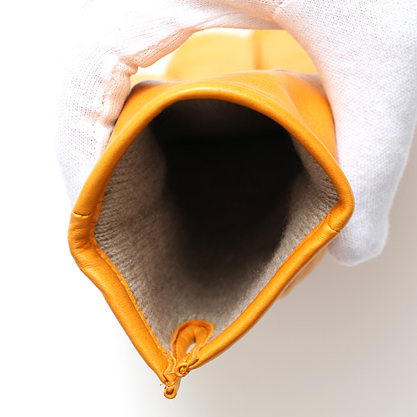  手袋 メンズ カシミヤ裏地 イタリア製仔羊革 国産 イエロー 黄色 本革 レザー グローブ 防寒 KURODA(クロダ)