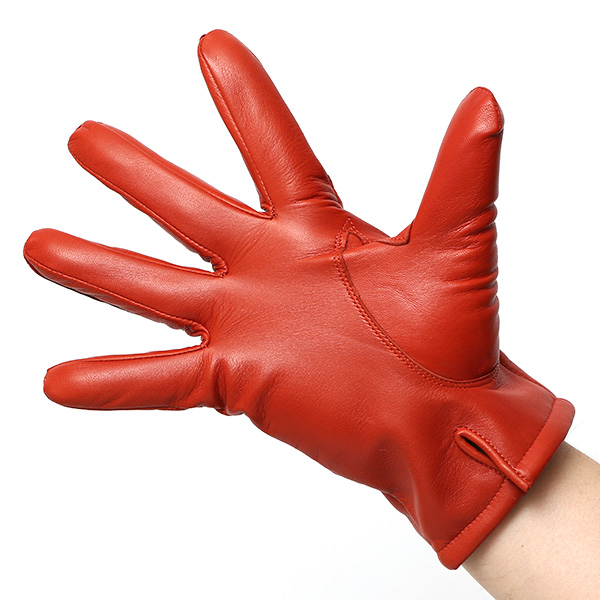  手袋 メンズ カシミヤ裏地 イタリア製仔羊革 国産 オレンジ 橙色 本革 レザー グローブ 防寒 KURODA(クロダ)