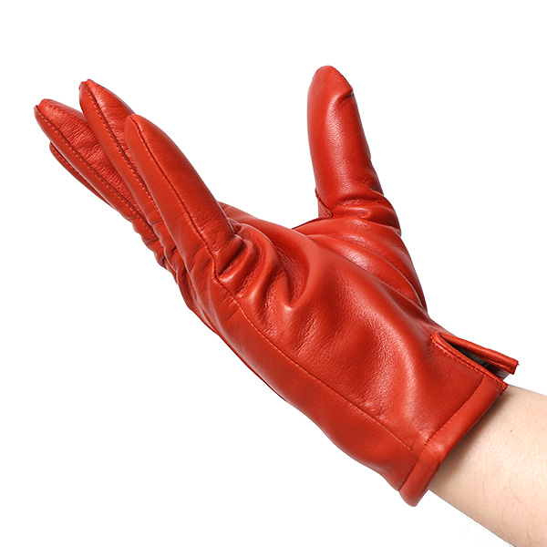  手袋 メンズ カシミヤ裏地 イタリア製仔羊革 国産 オレンジ 橙色 本革 レザー グローブ 防寒 KURODA(クロダ)