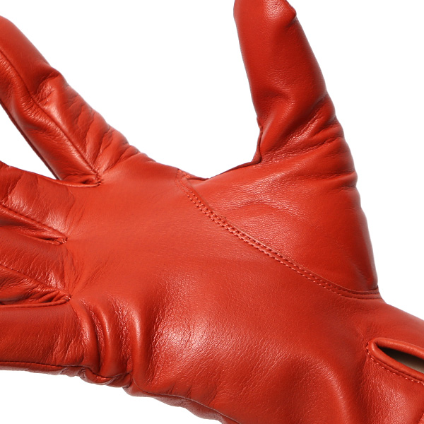  手袋 メンズ カシミヤ裏地 イタリア製仔羊革 国産 オレンジ 橙色 本革 レザー グローブ 防寒 KURODA(クロダ)