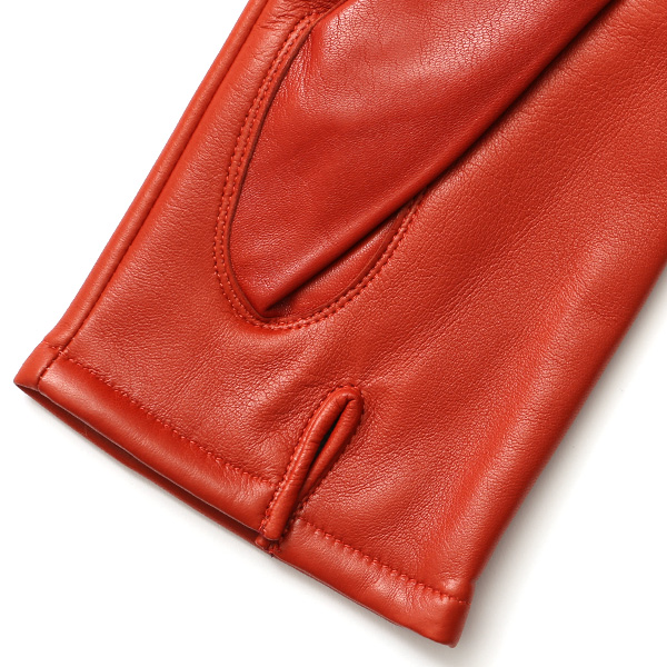  手袋 メンズ カシミヤ裏地 イタリア製仔羊革 国産 オレンジ 橙色 本革 レザー グローブ 防寒 KURODA(クロダ)