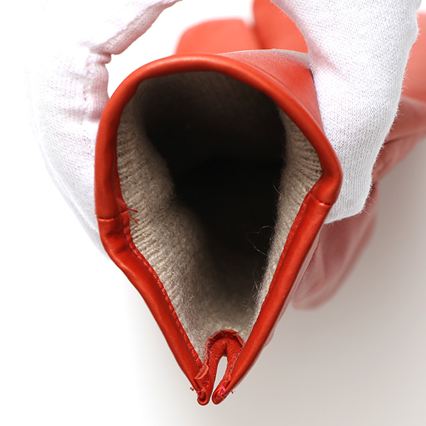  手袋 メンズ カシミヤ裏地 イタリア製仔羊革 国産 オレンジ 橙色 本革 レザー グローブ 防寒 KURODA(クロダ)