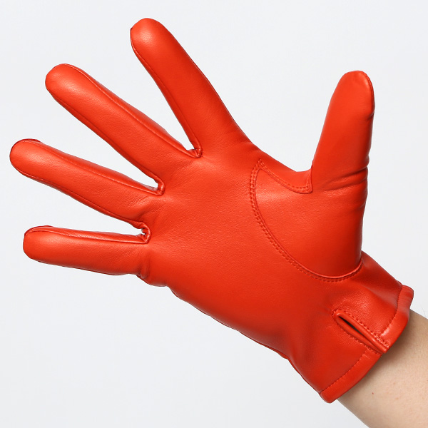 手袋 メンズ カシミヤ裏地 イタリア製仔羊革 国産 オレンジ 橙色 本革 レザー グローブ 防寒 KURODA(クロダ)