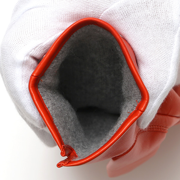 手袋 メンズ カシミヤ裏地 イタリア製仔羊革 国産 オレンジ 橙色 本革 レザー グローブ 防寒 KURODA(クロダ)