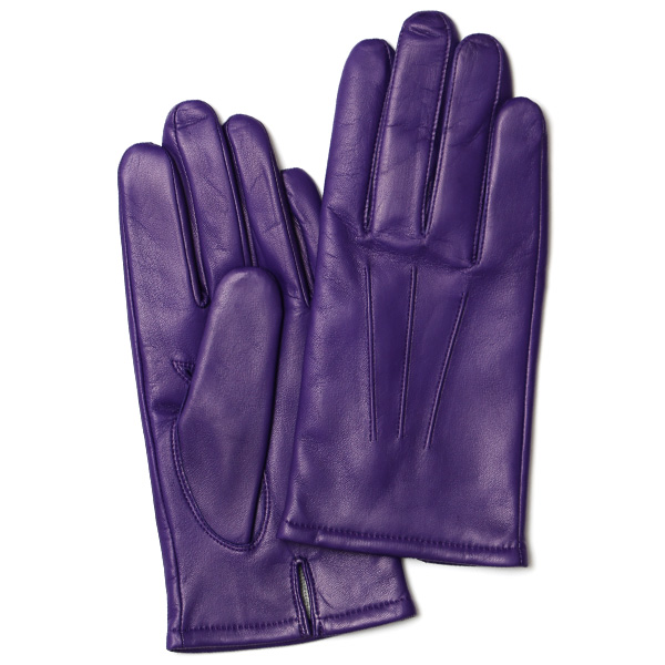 KURODA(クロダ) イタリーラム カシミヤ100％裏地 三本山 メンズ 本革手袋 パープル
