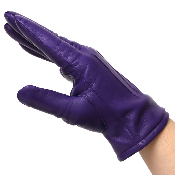  手袋 メンズ カシミヤ裏地 イタリア製仔羊革 国産 パープル 紫色 本革 レザー グローブ 防寒 KURODA(クロダ)