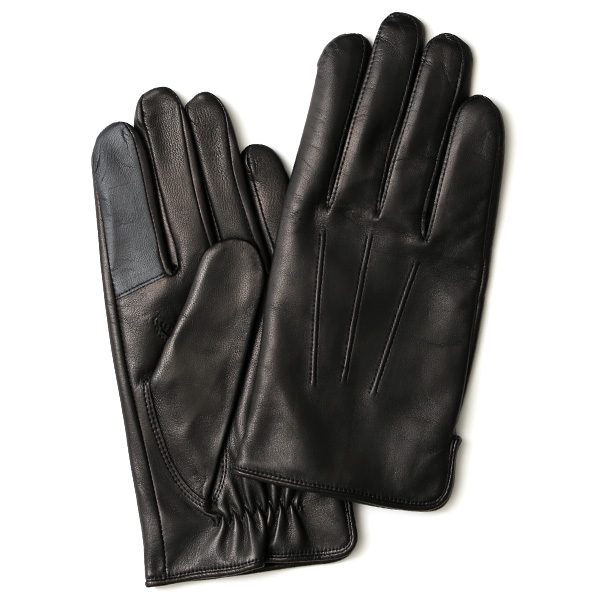 KURODA(クロダ) イタリーラム カシミヤ100％裏地 スマホ操作可能 三本山 メンズ 本革手袋 ブラック