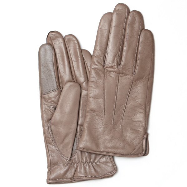 KURODA(クロダ) イタリーラム カシミヤ100％裏地 スマホ操作可能 三本山 メンズ 本革手袋 グレー