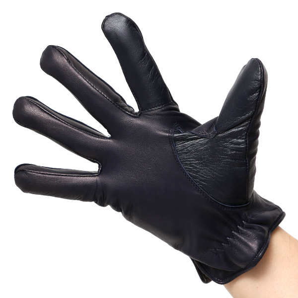  手袋 メンズ 本革 スマホ対応 カシミヤ裏地 ブルー ネイビー 青色 仔羊革 日本製 レザー 防寒 グローブ ファッション スーツ フォーマル 通勤 キレイめ KURODA(クロダ)