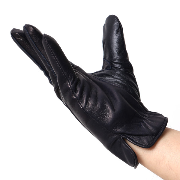  手袋 メンズ 本革 スマホ対応 カシミヤ裏地 ブルー ネイビー 青色 仔羊革 日本製 レザー 防寒 グローブ ファッション スーツ フォーマル 通勤 キレイめ KURODA(クロダ)