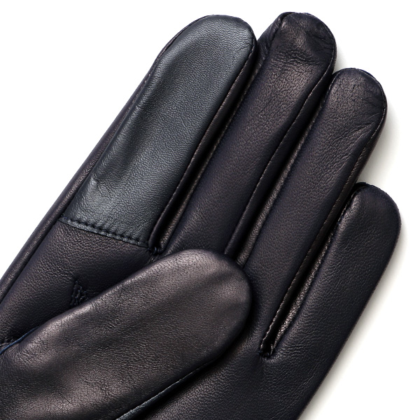  手袋 メンズ 本革 スマホ対応 カシミヤ裏地 ブルー ネイビー 青色 仔羊革 日本製 レザー 防寒 グローブ ファッション スーツ フォーマル 通勤 キレイめ KURODA(クロダ)